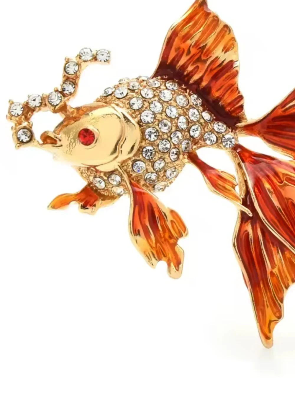 Luxury Goldfish Pin Crystal Rhinestone Enamel Koi Fish Brooch